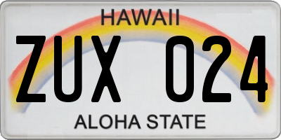 HI license plate ZUX024
