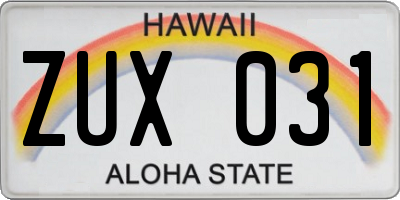 HI license plate ZUX031