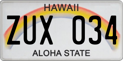 HI license plate ZUX034