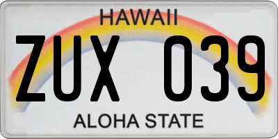 HI license plate ZUX039
