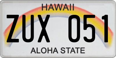 HI license plate ZUX051