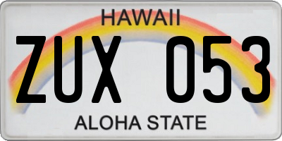 HI license plate ZUX053