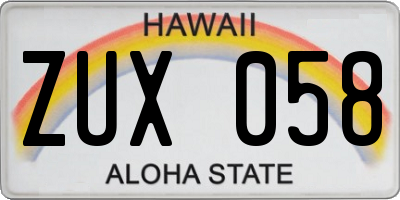 HI license plate ZUX058