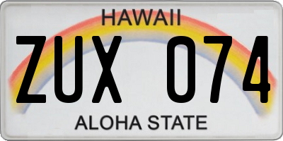HI license plate ZUX074