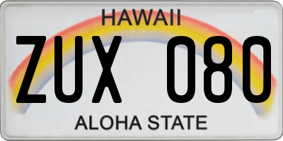 HI license plate ZUX080