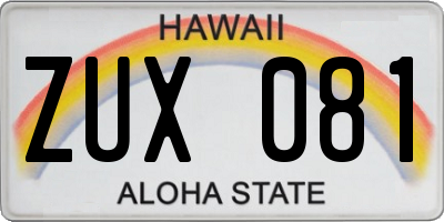 HI license plate ZUX081