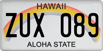 HI license plate ZUX089