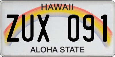 HI license plate ZUX091