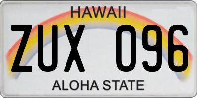 HI license plate ZUX096