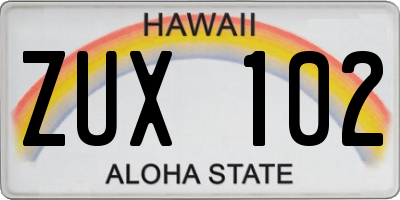 HI license plate ZUX102