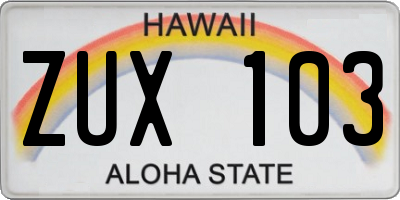 HI license plate ZUX103