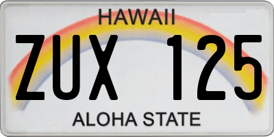 HI license plate ZUX125