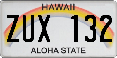 HI license plate ZUX132