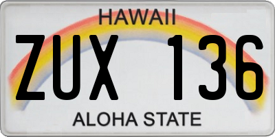 HI license plate ZUX136