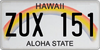 HI license plate ZUX151