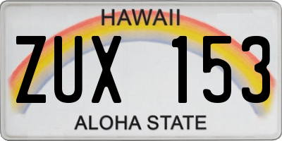 HI license plate ZUX153
