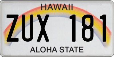 HI license plate ZUX181