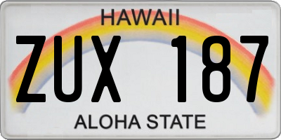 HI license plate ZUX187