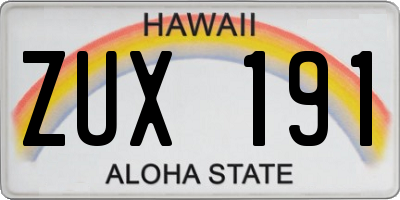 HI license plate ZUX191