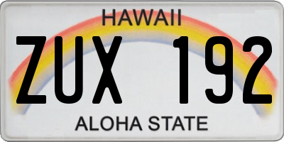 HI license plate ZUX192