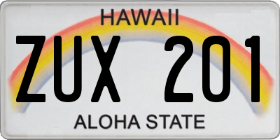 HI license plate ZUX201