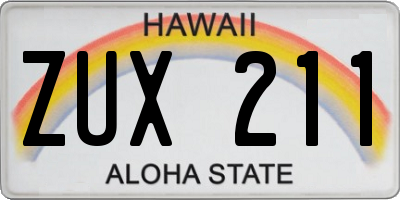 HI license plate ZUX211