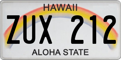 HI license plate ZUX212
