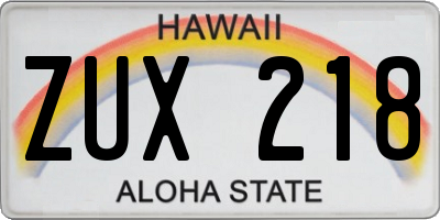 HI license plate ZUX218