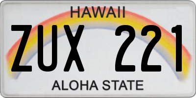 HI license plate ZUX221