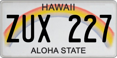 HI license plate ZUX227