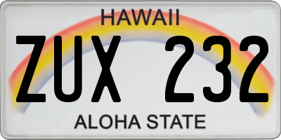 HI license plate ZUX232
