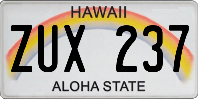 HI license plate ZUX237