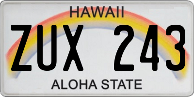 HI license plate ZUX243