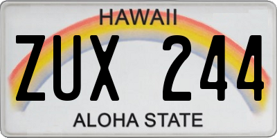 HI license plate ZUX244