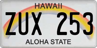 HI license plate ZUX253