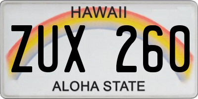 HI license plate ZUX260