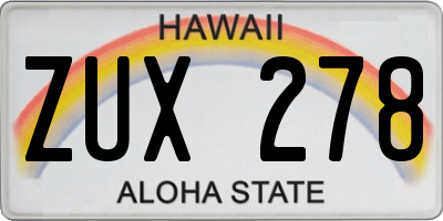 HI license plate ZUX278