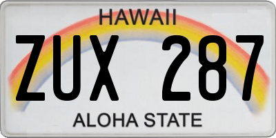 HI license plate ZUX287