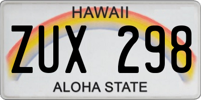 HI license plate ZUX298