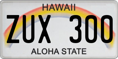HI license plate ZUX300