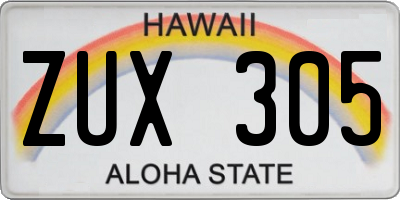 HI license plate ZUX305