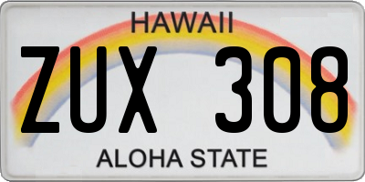HI license plate ZUX308