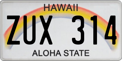 HI license plate ZUX314