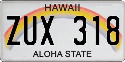 HI license plate ZUX318