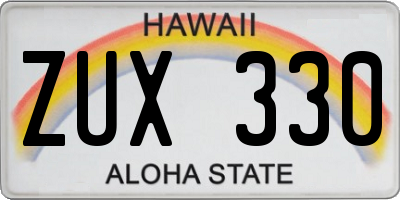 HI license plate ZUX330