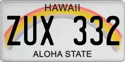 HI license plate ZUX332