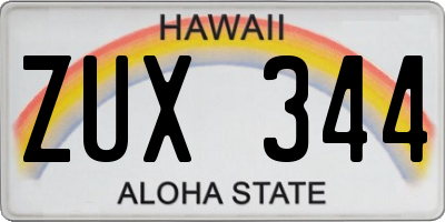 HI license plate ZUX344