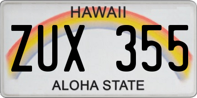 HI license plate ZUX355