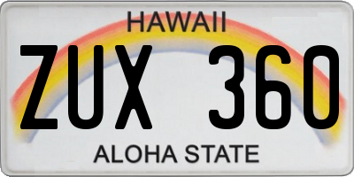 HI license plate ZUX360