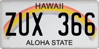HI license plate ZUX366
